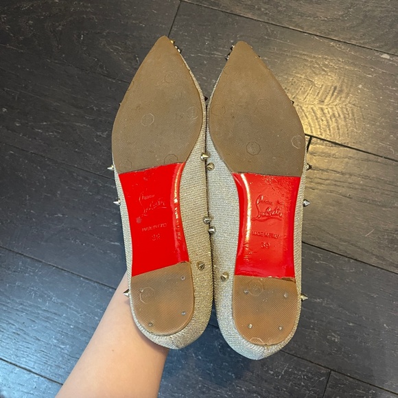 Christian Louboutin Metallic Gold/Silver Lurex Degraspike Ballet Flats size 39 - Picture 9 of 11